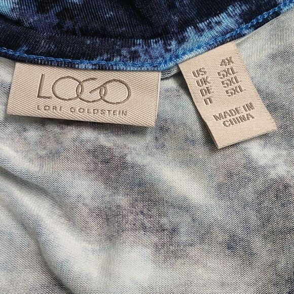 LOGO Layers Lori Goldstein blue white tie dye tank tunic Sz 4X NWOT - Picture 7 of 7